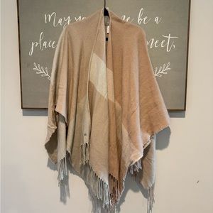 Sweater Shaw Cardigan Neutral Plaid
